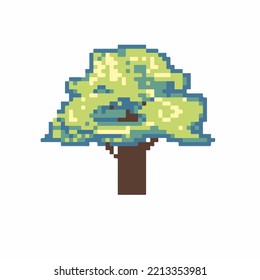 cute tree in pixel image format.