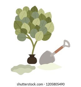 cute tree plant with earth isolated icon