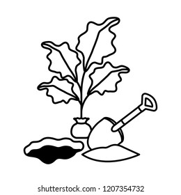 cute tree plant with earth isolated icon