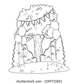 cute tree plant with party decoration