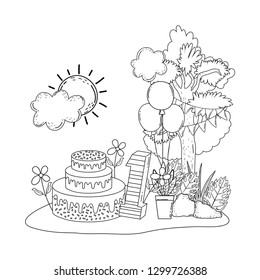 cute tree plant with party decoration
