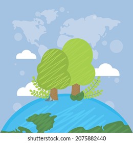 cute tree poster and world