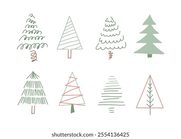 Cute tree seamless pattern on white background, Chrismast backkground for wrapping or textile