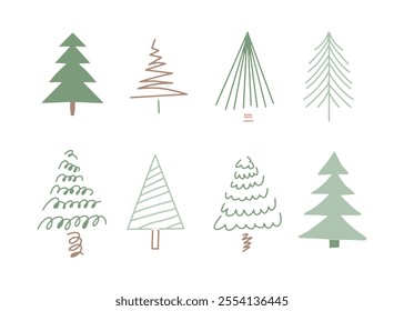 Cute tree seamless pattern on white background, Chrismast backkground for wrapping or textile