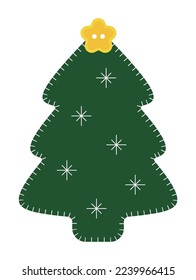 El diseño de la decoración en forma de árbol para el concepto de navidad de invierno de diciembre. El papel fieltro está cosido con hilo.