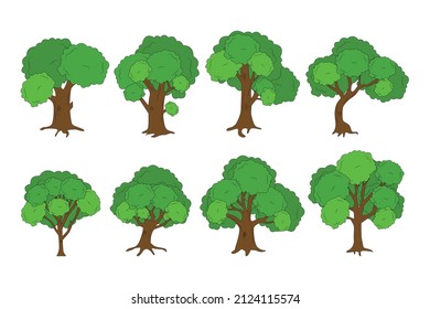 cute tree shape illustration set