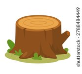 Cute Tree Stump Flat Vector Illustration
