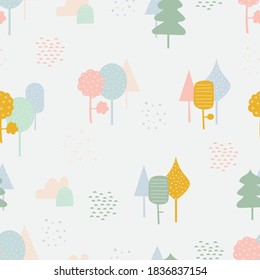 Cute tree vector repeat pattern.