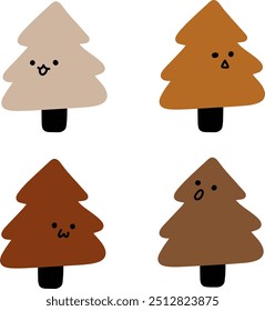 Vector de árbol lindo | Varias expresiones | Diseño minimalista | 4 VECTORES