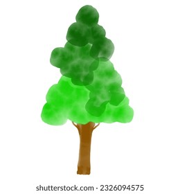 Cute tree watercolor isolated on white background vector illustration.