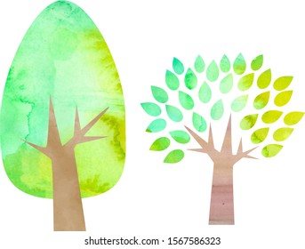 Cute tree in watercolor style.