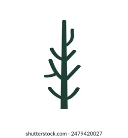 Lindo árbol sin hojas silueta, Ilustración vectorial plana