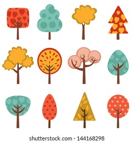 Cute trees collection. vector illustration