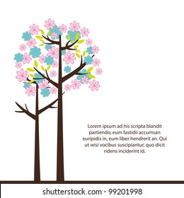 cute trees isolated over white background. vector illustration