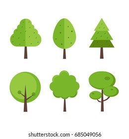 Cute Trees Set Flat Style Vector Stock Vector (Royalty Free) 685049056 ...