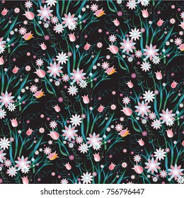 Cute, trendy Floral pattern in the small flower. Ditsy print. Beautiful vector floral pattern. watercolor floral pattern Liberty style. fabric, covers, manufacturing, wallpapers, print, gift wrap.