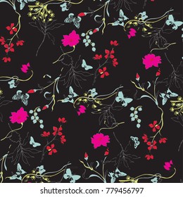 Cute, trendy Floral pattern in the small flower. Ditsy print. Beautiful vector floral pattern. watercolor floral pattern 