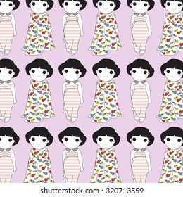 Cute Trendy Girls Pattern Seamless illustration