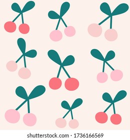 Texturas dibujadas a mano de diseño suave vectores de fondo patrón sin fisuras con cerezas diseño abstracto para papel, cubierta, tela y decoración interior 