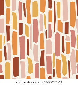 Cute trendy motley seamless pattern with abstract nature elements shape blots on white background, vector illustration in simple flat style, ideal for wrapping paper, wallpaper, fabrics, backdrop etc