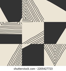 Cute trendy motley seamless pattern with abstract paper cut elements shape