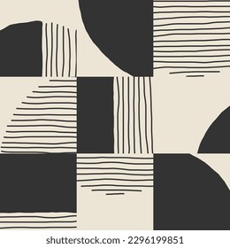 Cute trendy motley seamless pattern with abstract paper cut elements shape