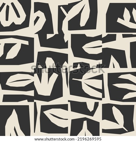 Cute trendy motley seamless pattern with abstract paper cut elements shape