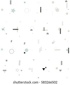 Cute trendy pattern in scandinavian style.  All elements are  hidden under mask. Pattern are not cropped and can be edited