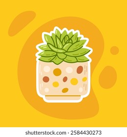 A cute and trendy succulent plant in a stylish yellow ceramic pot. Ideal for eco-friendly and home decor themes