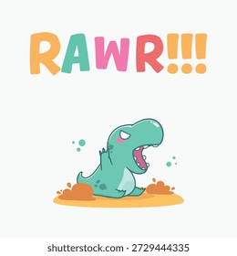 Lindo t-rex está enojado rawr!!! Ilustración vectorial
