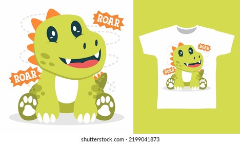 Cute t-rex cartoon tshirt art designs