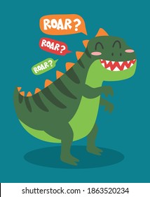 Cute t-rex character flat design illustration vector