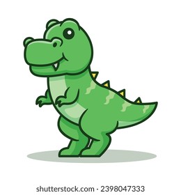 Cute Trex Dinosaur Cartoon Vector Illustration Isolated On White Background