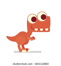 Cute T-Rex. Dinosaur life. Vector illustration of prehistoric character in flat cartoon style isolated on white background. Funny red Tyrannosaurus with big eyes. Element for design.