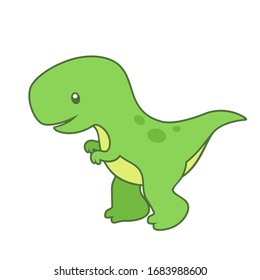 Cute T-Rex Dinosaur with Outline Vector Illustration on White