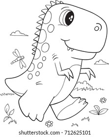 Cute T-Rex Dinosaur Vector Illustration Art
