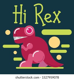 Cute T-Rex with Flat Design Style