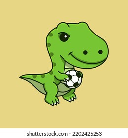 CUTE T-REX PLAYING FOOTBALL SUITABLE FOR MASCOT, LOGO, ICON, STICKER AND RELATED BUSINESS