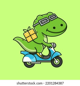 CUTE T-REX PLAYING SKATEBOARD SUITABLE FOR MASCOT, LOGO, ICON, STICKER AND RELATED BUSINESS