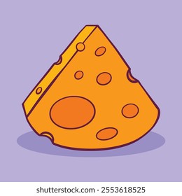 Cute Triangle Cheese Slice cartoon hand drawn illustration