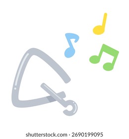 Triângulo bonito e material de ilustração de notas musicais