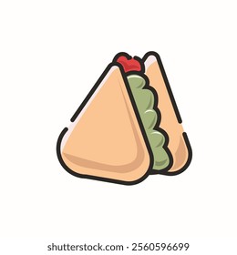 Cute Triangle Sandwich Icon Simple Design