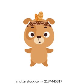 Cute tribal dog. Wild and free. Cartoon animal character for kids t-shirts, nursery decoration, baby shower, greeting card, invitation, house interior. Vector stock illustration