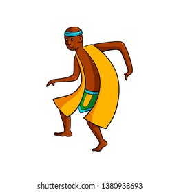 Cute tribal man dancing in yellow part clothes