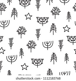 Cute tribal seamless pattern with hand drawn design elements. Trendy background in scandinavian style. Vector illustration
