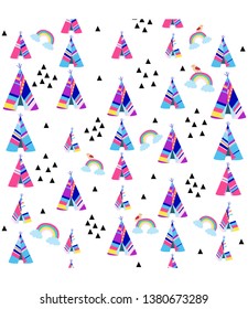cute tribal seamless pattern white background