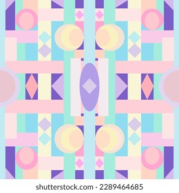 Patrón de la Tribu Cute Seamless. Colorido pastel en geométrico abstracto. Círculo, cuadrado, diamante es de estilo moderno. Diseño para envolver papel, tapicería, baldosas, suelos, tela, interior. Vector. 