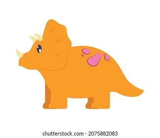 cute triceraptops dinosaur on white background