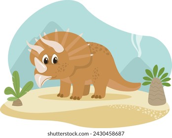 Cute Triceraptor Dinosaur cartoon character