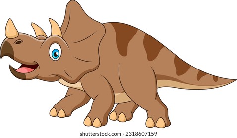 Cute triceratop cartoon smiling. Cute dinosaur cartoon illustration